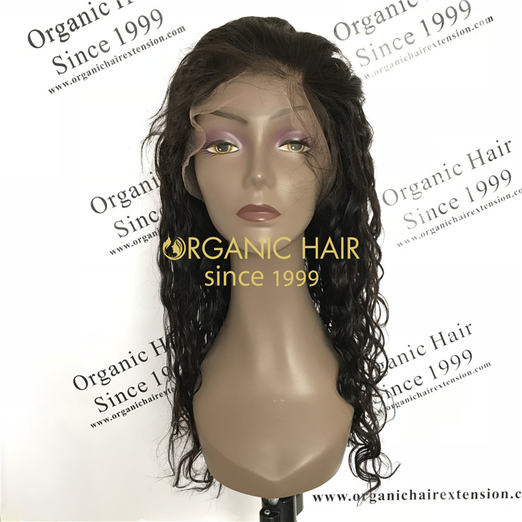 Cheap human full lace wig natural wave 150% density X60